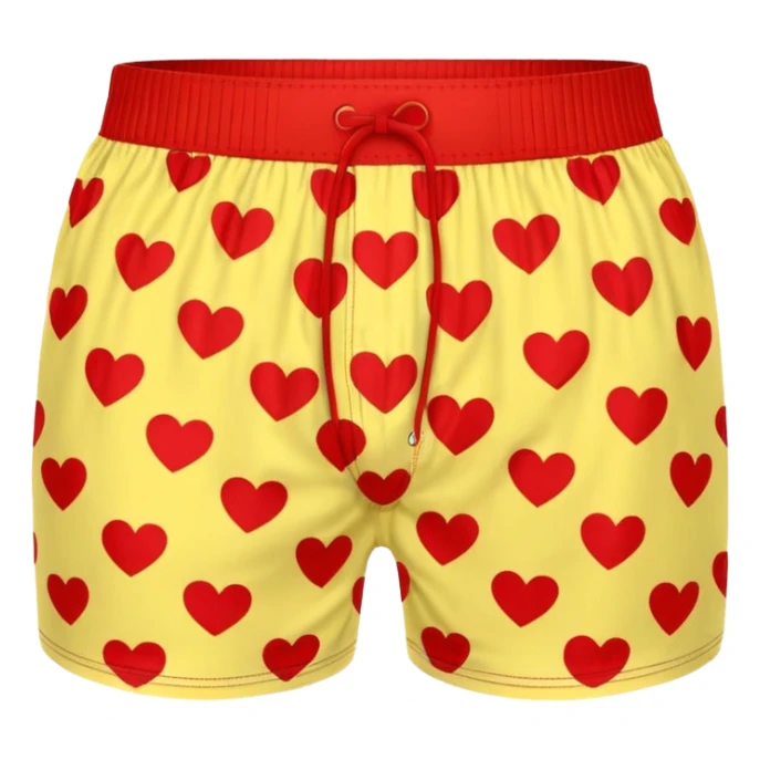 Red heart patterned yellow pair of boxers sticker