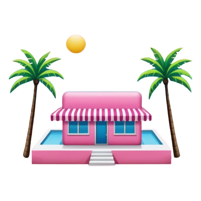 Moschino style pink SPAM Miami beach painting landscape sticker