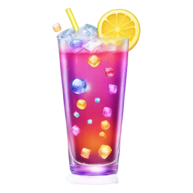 Colorful drink with small ice disco ball sparkle sticker