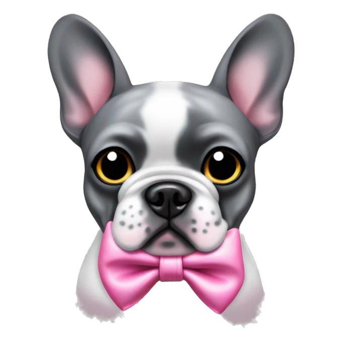 Grey and black speckled French bulldog pink bow sticker