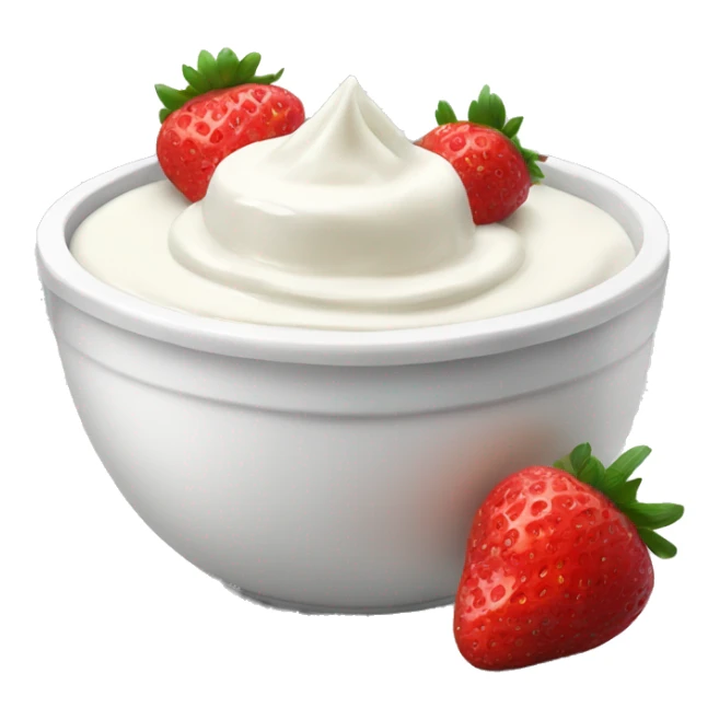 Realistic yoghurt in a bowl with strawberries sticker