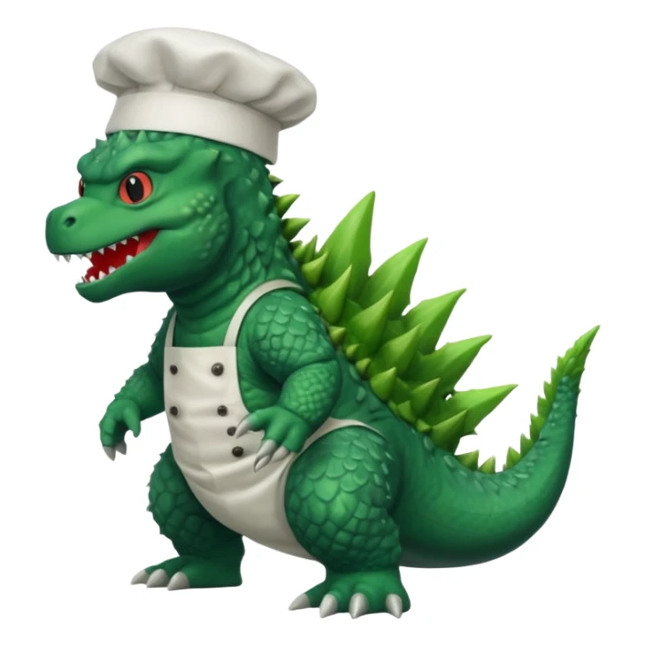Godzilla that looks like the movies with a chef hat sticker