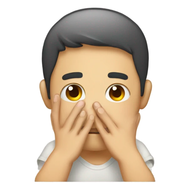 Pleading face emoji with shy fingers sticker