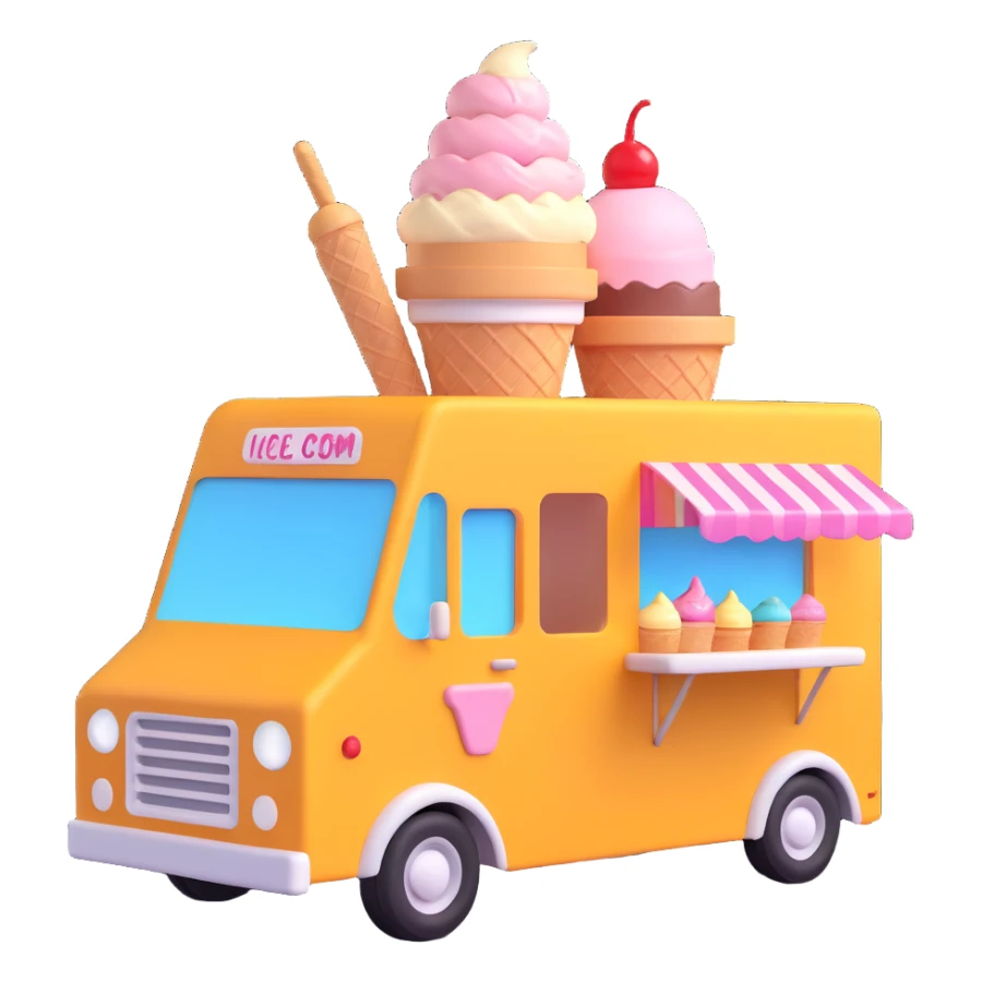 generate me a 3D icecream food truck sticker