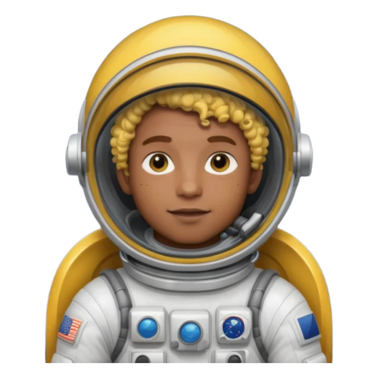 Astronauts, Young, male, dark skin, yellow curly hair sticker