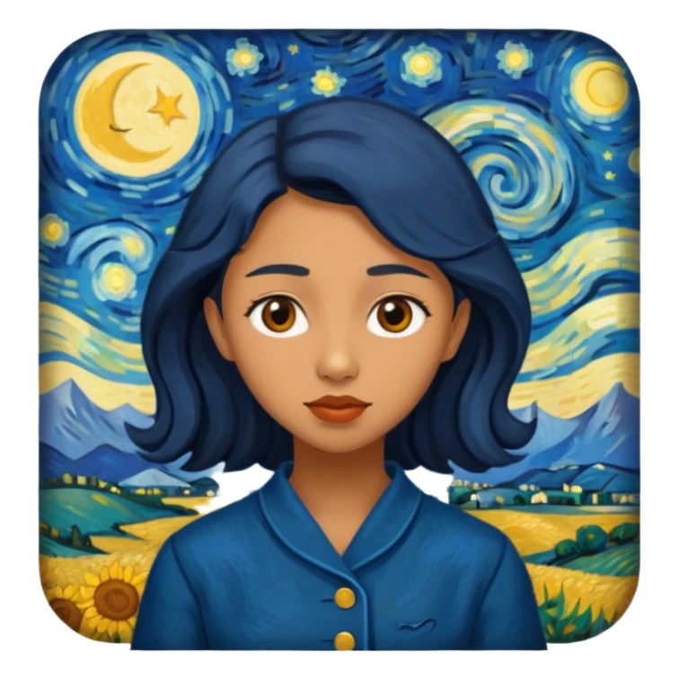 luna de la noche de van gogh sticker