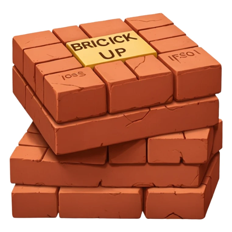 Two red bricks stacked on top of each other with the phrase “Bricked Up” them sticker
