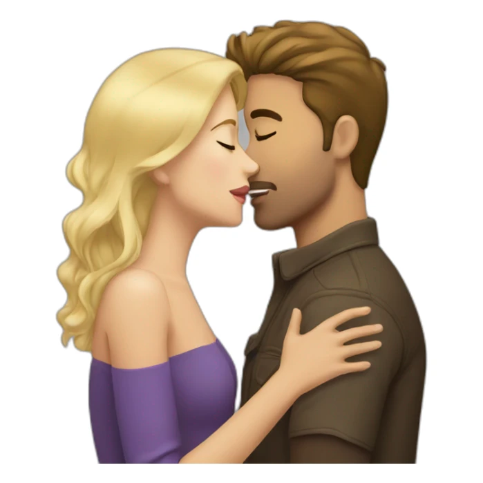 Blond woman kissing brunette man sticker