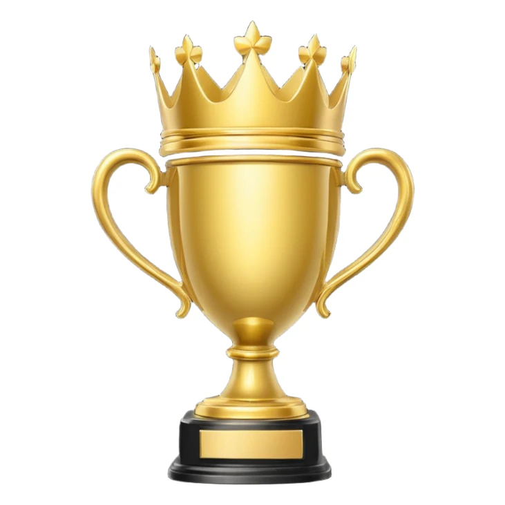 Win Emoji

Glossy 3D showing a gold trophy with a small crown, glowing effect, black and gold theme. sticker