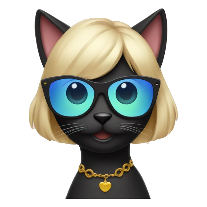 Black cat being adored by a woman with sunglasses sticker