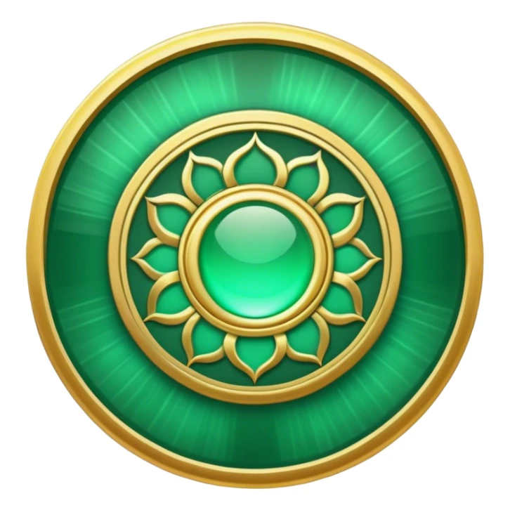 A soft emerald green book with golden details, featuring a Zen circle, a ray of light, or a lotus on the cover, radiating presence, tranquility, and spiritual awakening sticker