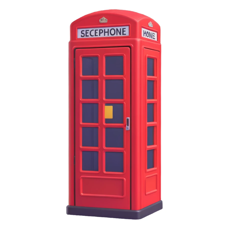 red phone booth, 3D emoji style, shiny, rounded edges sticker