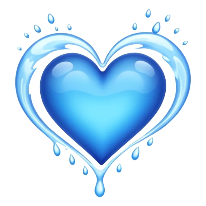 Emoji of blue heart inside water flowing sticker