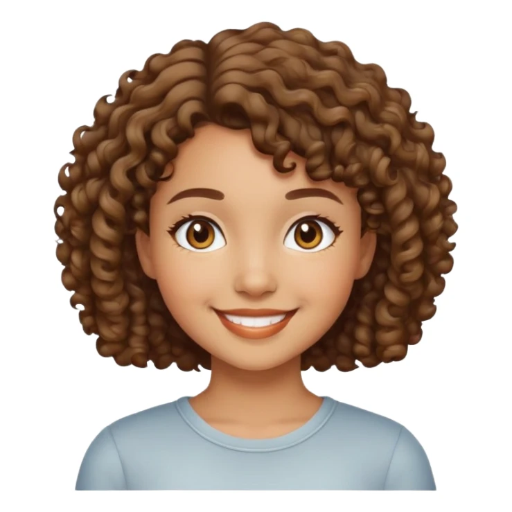 Girl showing happiness, medium skin tone, short curly hair sticker