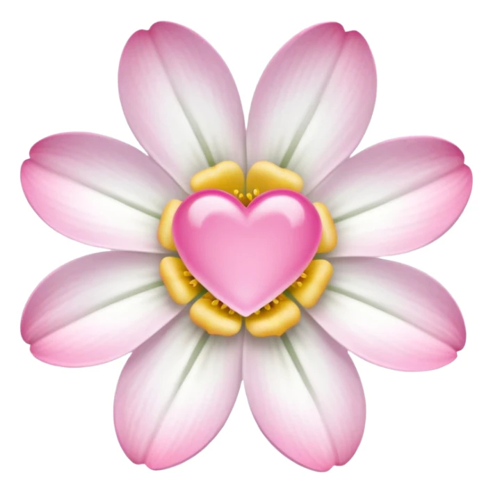 clear white flower with mini pink heart center  sticker