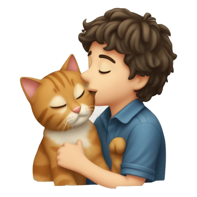 Boy kiss his cat sticker