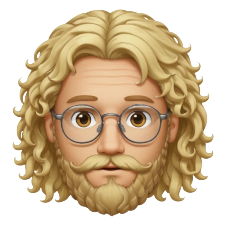 blond man with beard and spectacles and long curly hair and piercings  sticker