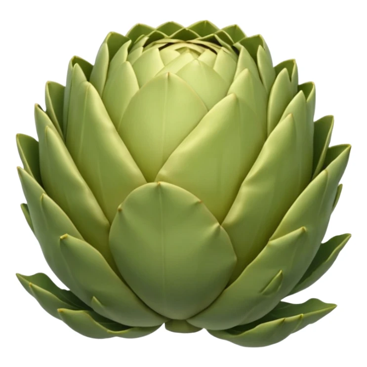 two or three artichoke bottoms, soft cup shape, pale green to light yellow, smooth slightly fibrous, natural ridges, moist tender, no extras, soft lighting, emoji scale sticker