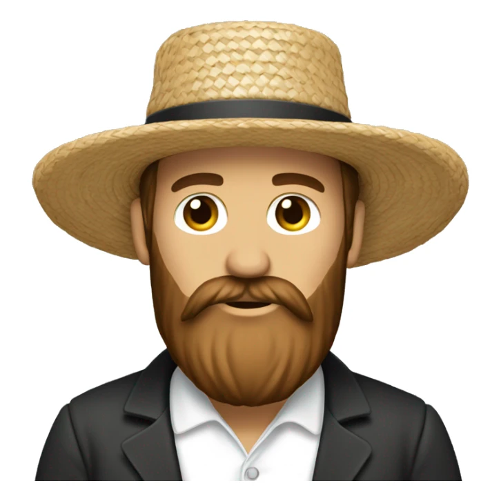 Amish man white with brown straw hat building a building with beard without a mustache sticker