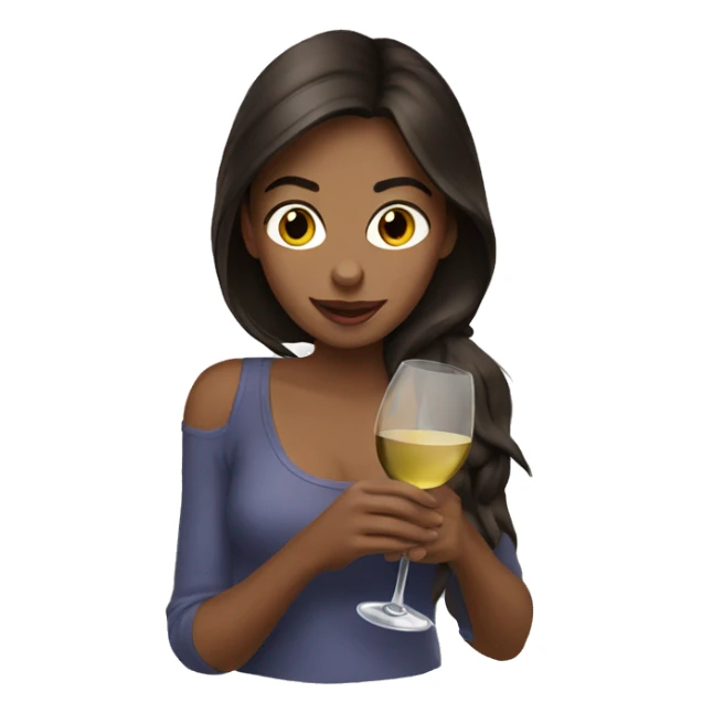 brunette girl sipping wine sticker
