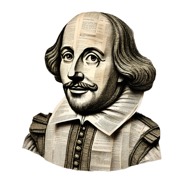 Shakespeare made of newspaper cuttings 420 roses flowers sticker
