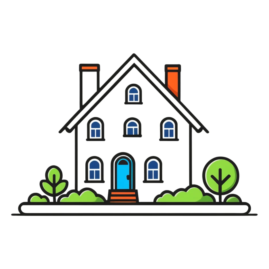 modern furniture logo with house shape sticker