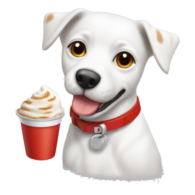 Perro BLANCO CON MANCHAS CAFE EN LA CABEZA Y COLLAR ROJO sticker