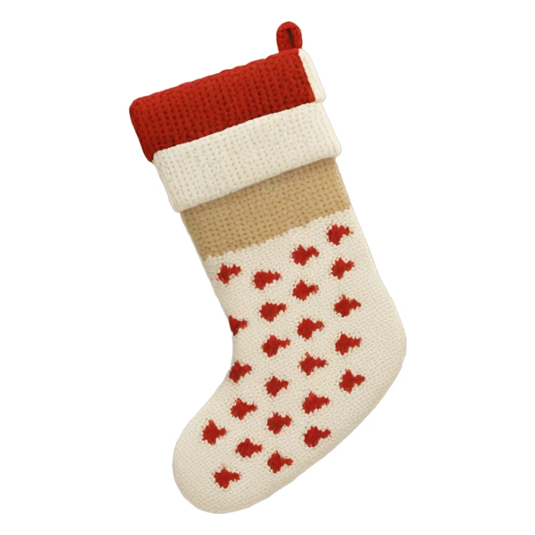 white and beige knit christmas stocking sticker