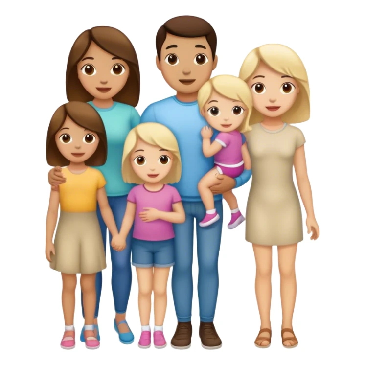 White family with three daughters  and nephews sticker