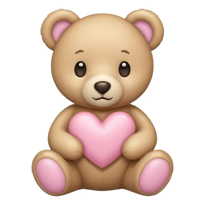 beige teddy bear and a pink pastel heart sticker