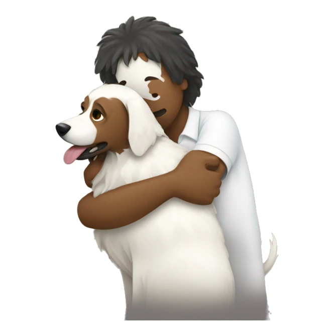 a vet hugging a shaggy dog sticker