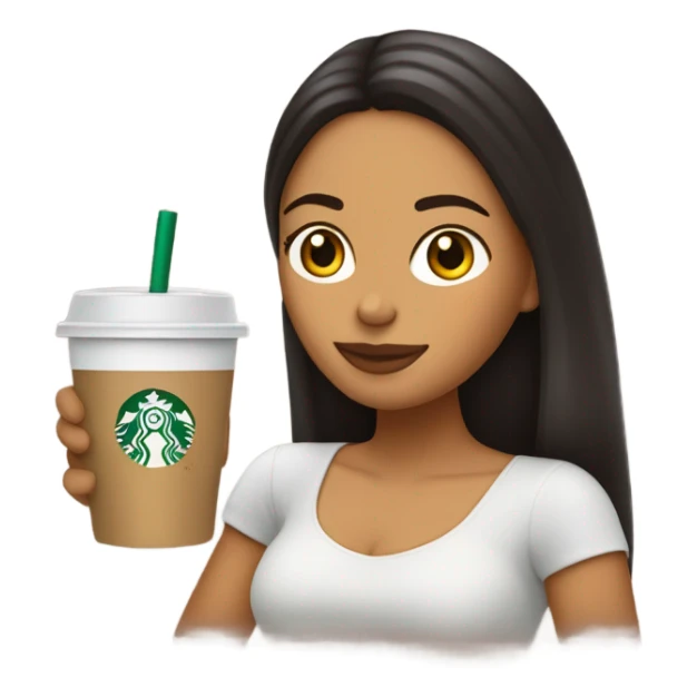Chica medio morena con un starbucks  sticker