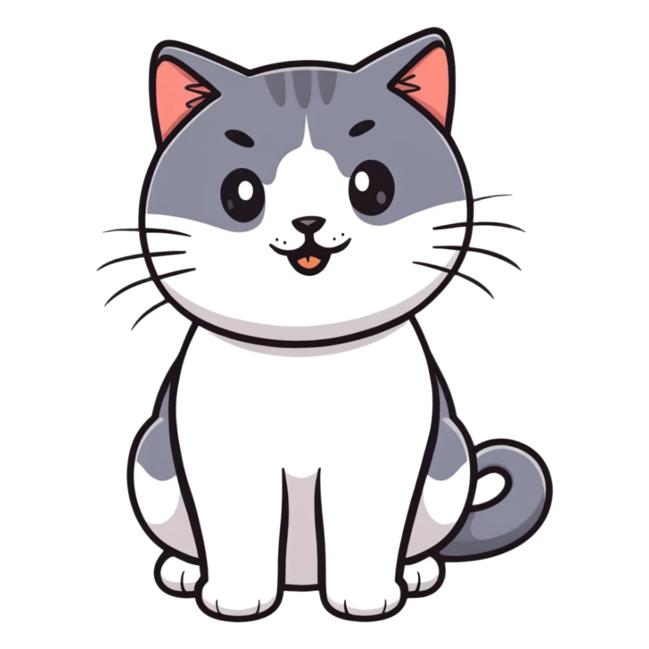 British short-hair cat with a silly face sticker