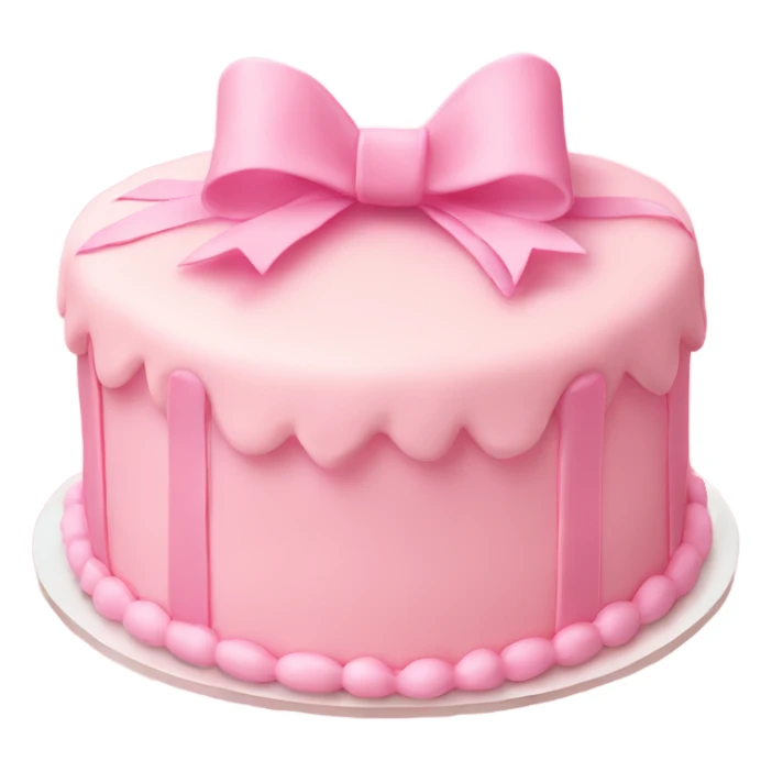 pastel pink cake with small ribbon bows in heart shape sticker