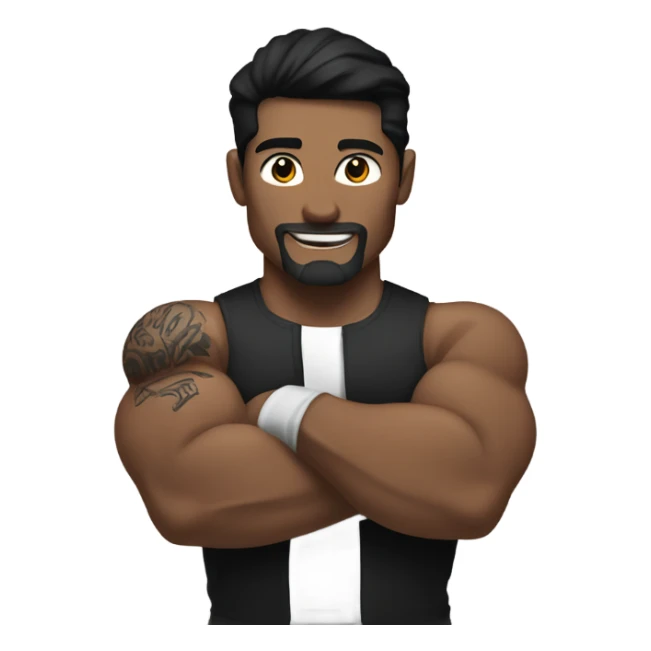 Bicep flexing white man with black hair and tattoos sticker