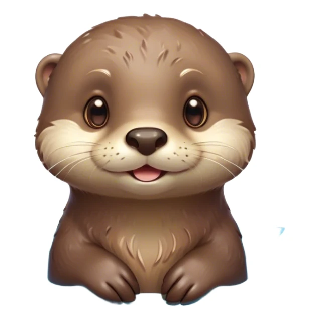 Cinematic Cute Otter Portrait Emoji, Head tilted playfully and inquisitively, featuring a glossy, streamlined brown Fur with a cute, twitching nose and round, sparkling eyes filled with curiosity, Simplified yet irresistibly adorable features, highly detailed, glowing with a warm, friendly glow, high shine, affectionate and sprightly, stylized with a touch of aquatic whimsy, bright and endearing, soft glowing outline, capturing the essence of a mischievous yet loving otter, so playful it feels like it could splash out of the screen and into your arms! sticker