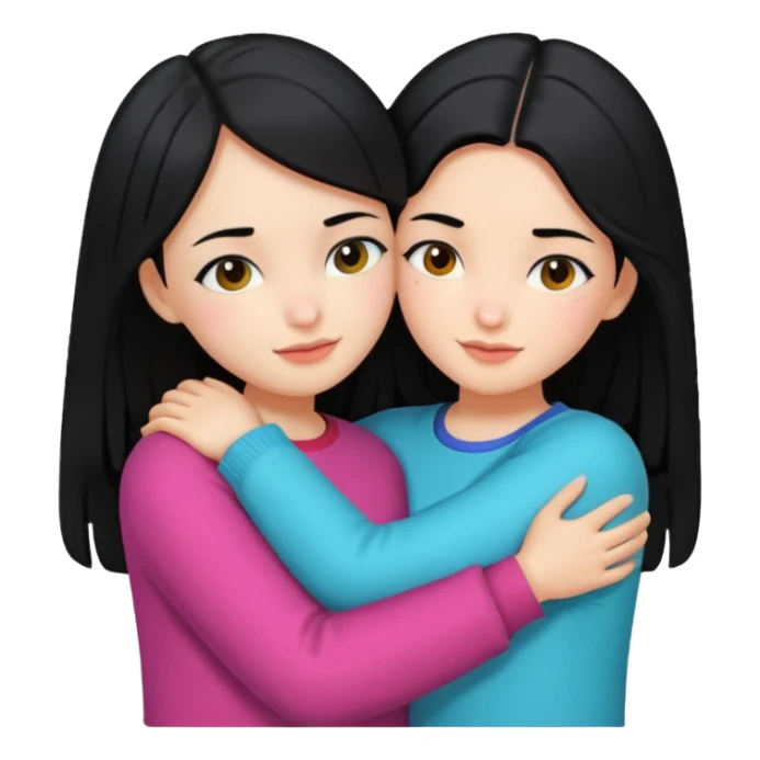 Two girls with black hair hugging each other sticker