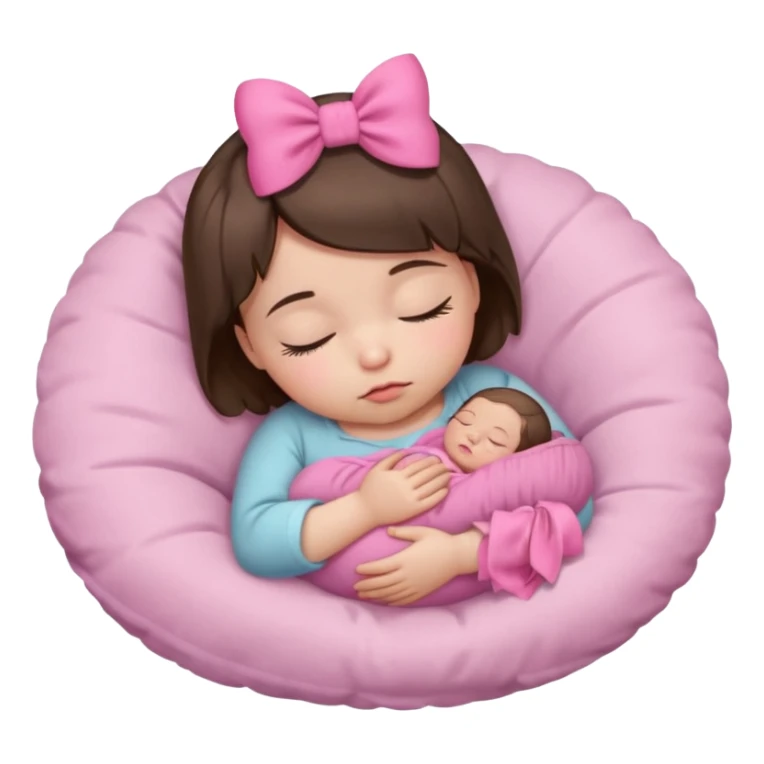 small baby sleeping with pink bow brunette hair alone sticker