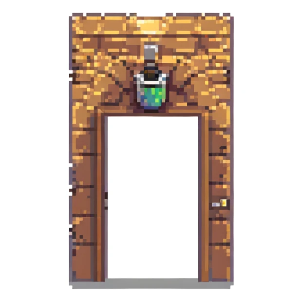 door, pixel art style sticker