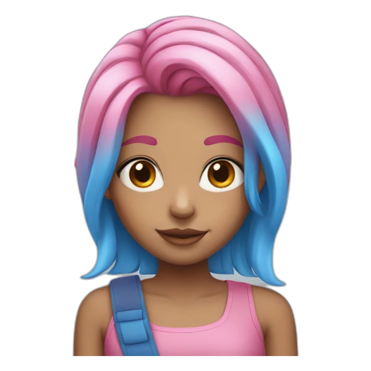 girl with pink hair with blue highlights sticker
