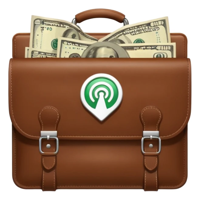 open wifi money bill filled briefcase sticker