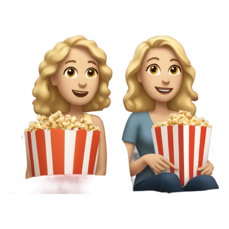 3 white women at the movies with popcorn sticker