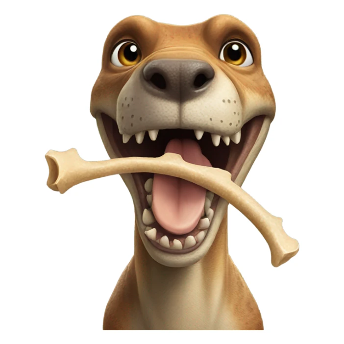 Dinosaur with a dog bone in his mouth sticker