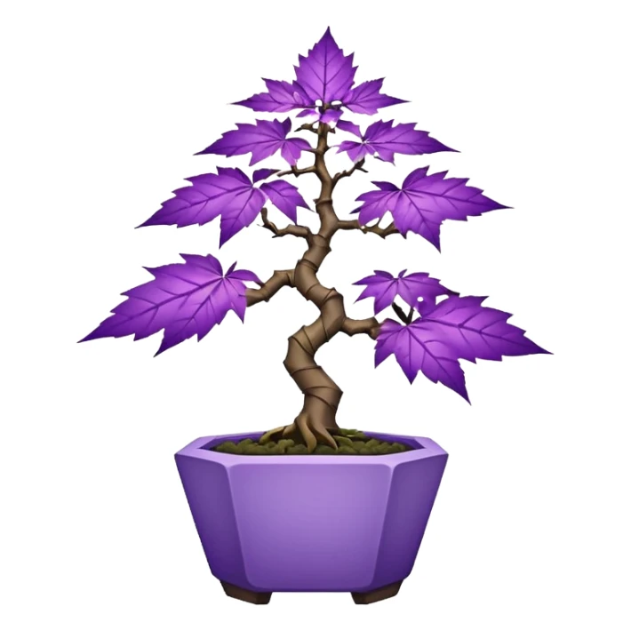  small short bonsai pot plant trident maple purple marijuana with triangular angular faceted asymmetrical originally shaped body  sticker