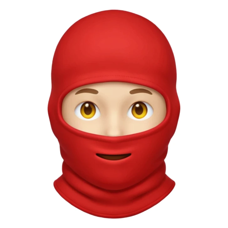 emoji face wearing a red balaclava, no text sticker