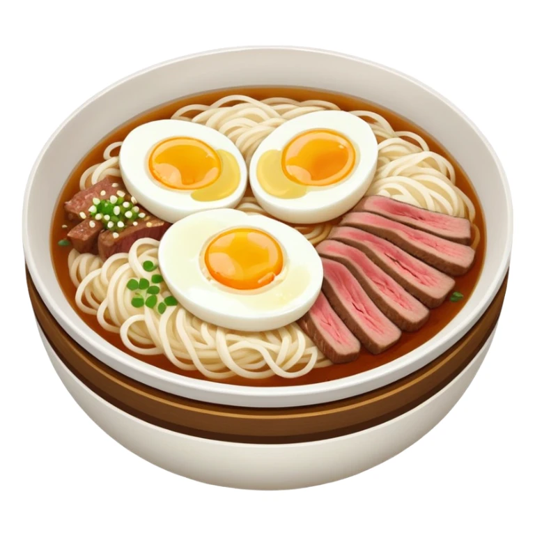 a bowl of naengmyeon with a single egg slice and a single piece of beef sticker