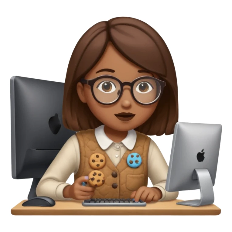 cookie clicker addict girl at computer mexican sticker