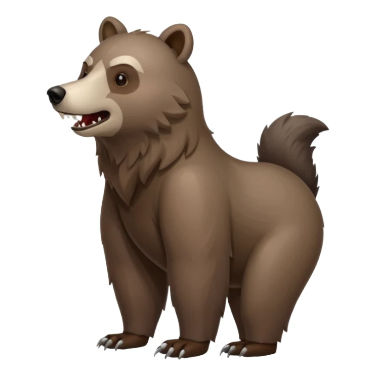 Grizzly bear with a wolf’s tail, fluffy neck fur, and long downward pointing tusks sticker
