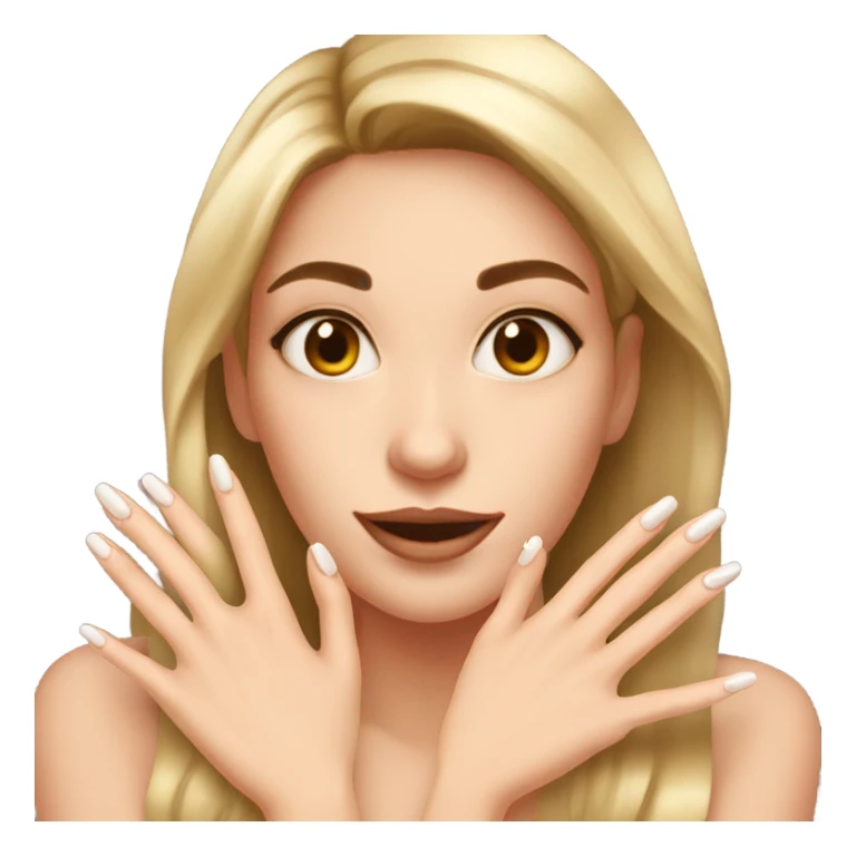 Girl showing long almond nails sticker