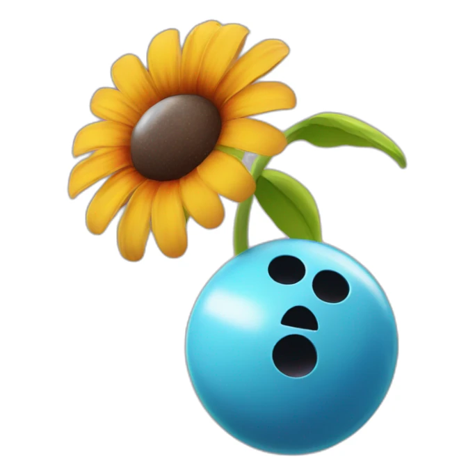 a bowling ball falling from the sky on a flower sticker